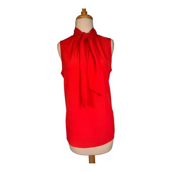 Michael Kors Women's Burnt Orange & Gold Sleeveless High Neck Bow Tie Size Large - Picture 10 of 11